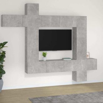 vidaXL Set De Muebles De Tv 9 Pzas Madera Contrachapada Gris Hormig&oacute;n Vidaxl