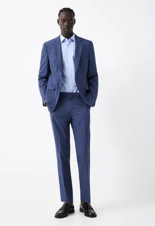 HUGO BOSS Mens Midnight-blue end-on-end pant Extra slim fit