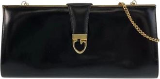 Gucci Pre-owned Leren Schoudertas met Ketting - Dames - Vintage Clutch - Zwart - ONE Size - Leer - Vintage