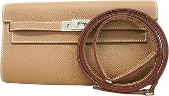 Herm&egrave;s Etoupe Gray Epsom Leather Chain/Shoulder Wallet (Pre-Owned)