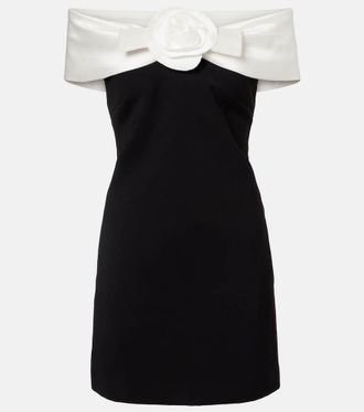 Self Portrait Floral-applique off-shoulder minidress