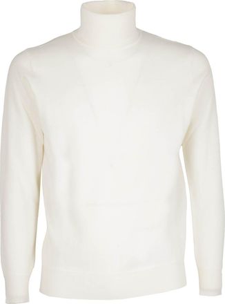 KANGRA Cream Single-Thread High-Neck Wool Sweater