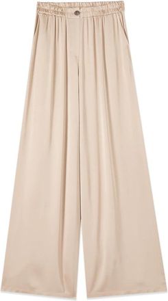 Oltre Viscose Satin Palazzo Broek - Dames - Wijde Broeken - Wit - XL - Satijn - Broeken