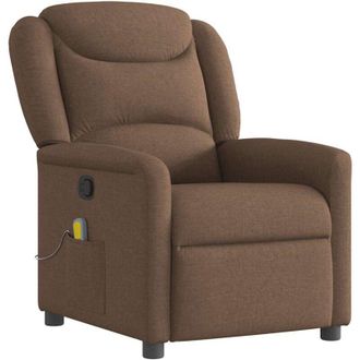 vidaXL Sill&oacute;n Reclinable Con Masaje De Tela Marr&oacute;n Vidaxl