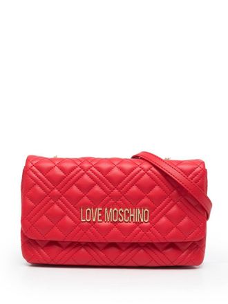 Love Moschino logo-plaque quilted crossbody bag - women - Polyurethane - OS - Red