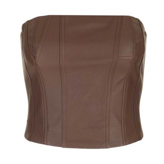 Amiri Leather Bustier - female - Amiri - Sleeveless Tops - Brown - S - Tops