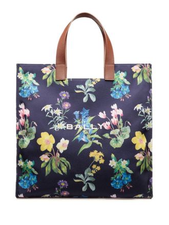 Bally Shopper met bloemenprint - Blauw
