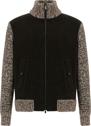 Paul & Shark Zip-Up Wool Jacket With Marled Knit Details