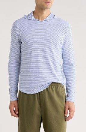 Vince Stripe Slub Cotton Hoodie in Optic White/Bright Cob at Nordstrom Rack, Size X-Large