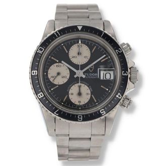 Tudor Pre-owned Tudor Oysterdate Chronograph Big Block Automatic Black Dial Mens Watch 79170