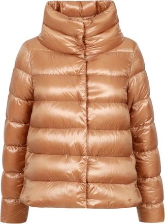 Herno Amelia Short Down Jacket - Dames - Gewatteerde jassen - Bruin - L - Nylon - Jassen