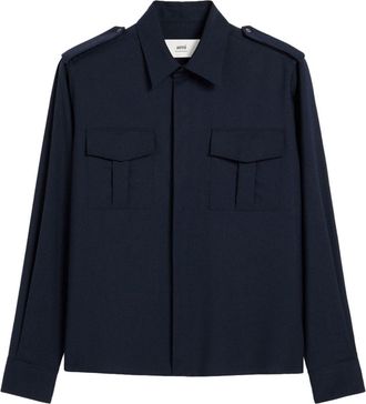 Ami Military shirt - unisex - Virgin Wool - S - Blue