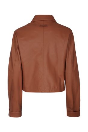 Jacob Cohen Womens Giacca Pelle Marrone Giacche E Gilet Jacket