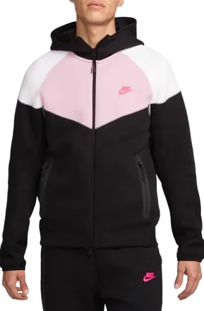 Nike Sportswear Tech Fleece Windrunner Jacket In Black/white/pink Foam