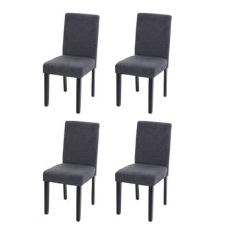 Hhg Juego De 4 Sillas De Comedor Silla De Cocina Littau, Textil, Gris Antracita, Patas Oscuras