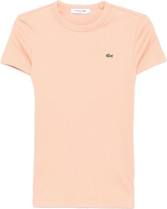 Lacoste logo-patch T-shirt - women - Cotton - 32 - Neutrals