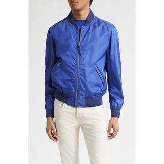 Tom Ford Technical Silk Poplin Bomber Jacket in Royal Blue at Nordstrom, Size 44 Us