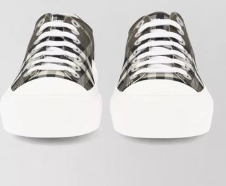 Burberry check pattern sneakers round toe rubber sole