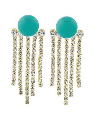 Liv Oliver 18K Plated 4.75 Ct. Tw. Turquoise Cz Embellished Chandelier Earrings
