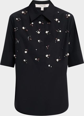 Dorothee Schumacher Poplin Power Embellished Button-Down Shirt