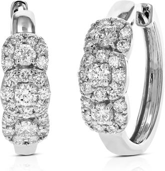 Vir Jewels 1 cttw 46 Stones SI2-I1 Clarity Lab Grown Diamond Hoop Earrings.925 Sterling Silver Round Cut Prong Set
