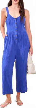 Tribal Crinkle Gauze Jumpsuit In Royal Azur
