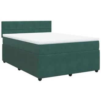 vidaXL Vidaxl - Cama Box Spring Con Colch&oacute;n Terciopelo Verde Oscuro 160x200 Cm