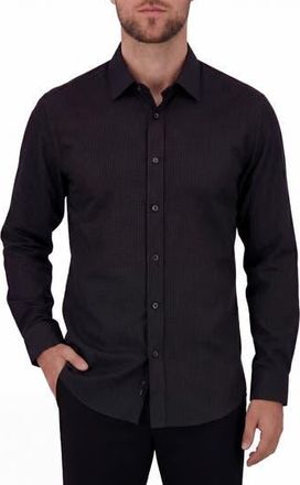Report Collection Regular Fit Box Print 4-Way Stretch Button-Up Shirt in Black at Nordstrom Rack, Size X-Large