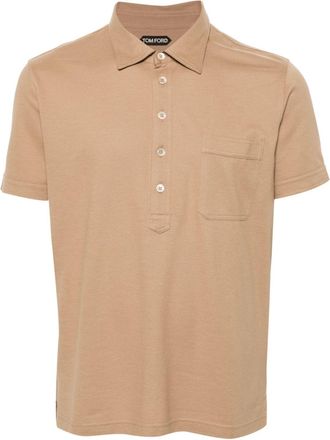 Tom Ford piqué-weave polo shirt - men - Silk/Cotton - 58 - Brown
