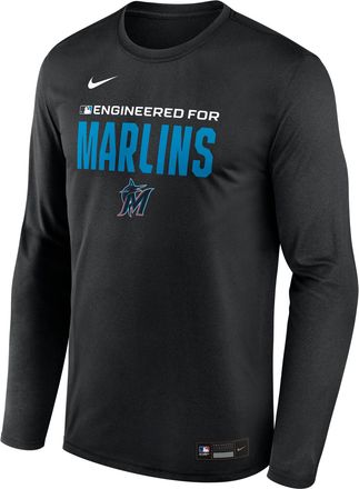 Nike Miami Marlins Authentic Collection Team Issue Nike Mens Dri-FIT MLB Long-Sleeve T-Shirt in Black | 02TJ00AMQM-JE6