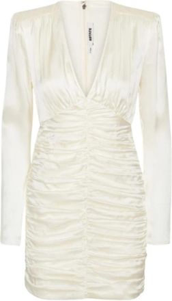 Rotate Gerimpelde Satijnen Mini Jurk Ivoor - Dames - Korte kleedjes - Beige - S - Satijn - Kleedjes