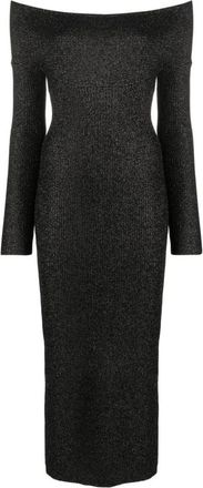 Khaite Off-Shoulder Lange Mouw Avondjurk - Dames - Avondkleed - Grijs - S - Wol - Kleedjes