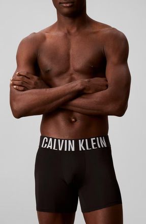 Calvin Klein 3-Pack Intense Power Microfiber Boxer Briefs in Black/Ombre Blue/Pink at Nordstrom, Size Large