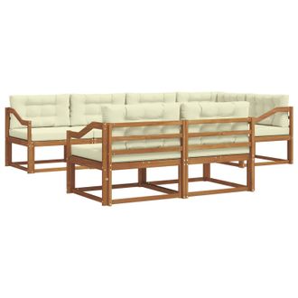 vidaXL Conjunto De Sof&aacute;s De Exterior Con Coj&iacute;n 7 Pcs Natural Y Crema Vidaxl