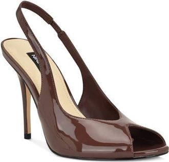 Nine West Pretta Slingback Peep Toe Pump in Medium Brown at Nordstrom, Size 10.5