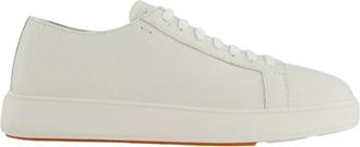 Santoni Schoenen, Dames, Wit, 39 EU, Leer, Tumbled Leather Sneakers