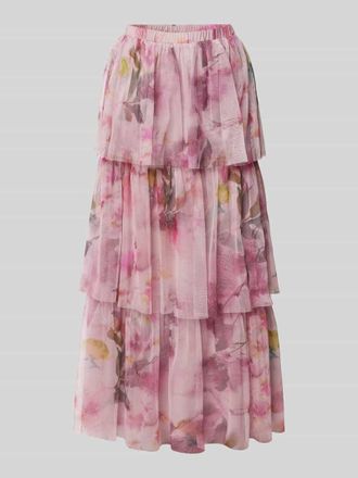 Lace & Beads Maxirock im Stufen-Look in Rosa, Gr&ouml;&szlig;e S