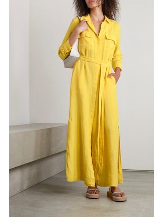 L'agence Cameron Linen Shirt Dress In Light Maze
