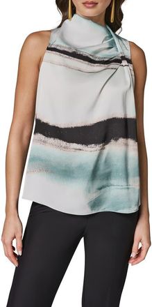 DKNY Abstract Print Drape Shoulder Tank in Waterlily Multi at Nordstrom, Size Large