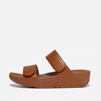 FitFlop Womens Lulu Adjustable Leather Slides In Light Tan