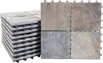 Hhg Hhg - Baldosa 142, Baldosa Balc&oacute;n/terraza Piedra Natural, 11x C/u 30x30cm = 1m&sup2;, Color Granito