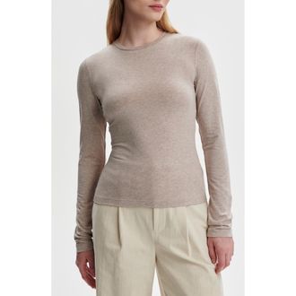 Varley Edna Fitted Long Sleeve T-Shirt in Taupe Marl at Nordstrom, Size X-Large