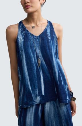 Luukaa D'Celli Harper Batik-effect Muslin Top in Candy Sky at Nordstrom, Size 18