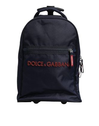 Dolce & Gabbana Blauw Rode Polyester Kinderrugzak met Wieltjes Koffer Tas