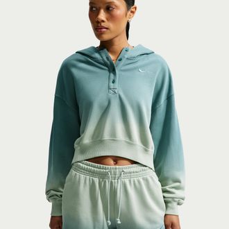 Nike Womens Nike Sportswear Phoenix Fleece Oversized Henley Hoodie in Green | IF7372-006