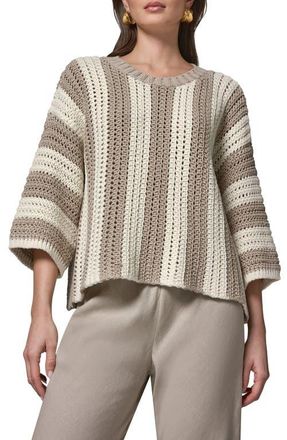 DKNY Vertical Stripe Open Stitch Cotton Sweater in Sandstone/ at Nordstrom, Size X-Large