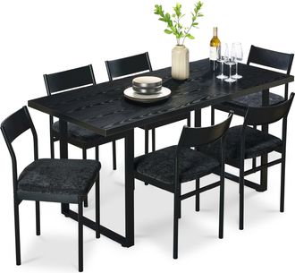 Best Choice Products 7-Piece Modern Industrial Dining Set, Table w/6 Upholstered Chairs
