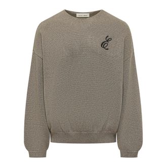 Fear of God Round-neck Knitwear, male, Gray, Size: 2XL Waffle Crewneck Sweater