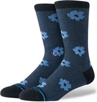 Stance Digital Daisy Jacquard Crew Socks in Black at Nordstrom, Size Large