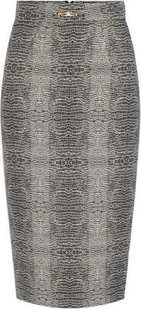Elisabetta Franchi Rok in viscose stof met pythonprint - Dames - Kokerrokken - Zwart - S - Satijn - Rokken